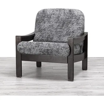 Napínací potah decoDoma napínací potah na křeslo bielastický MARMO šedé křeslo s dřevěnými rukojeťmi (š. 40 - 70 cm)