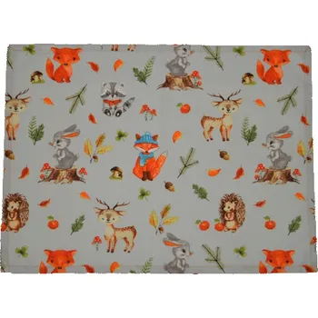 Papírový ubrousek Šatoli.cz Bavlněný ubrousek na svačinu Lesní zvířátka na šedé