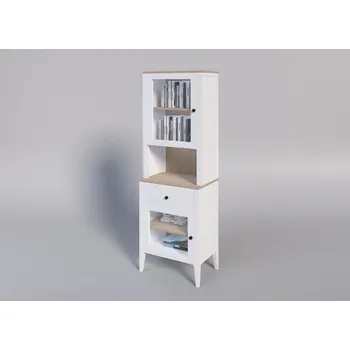 Knihovna Buková kredenc ROMA White KRT1 bílá Dvířka: Dvířka - dřevo, Úchyty: úchyt - zlatá