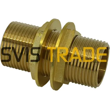 Fitinka Mosazná stěnnová průchodka s volnými maticemi bez těsnění (připojení, přechodka, přípojka pro nádrže-nádrž) - 3/4"x70 549