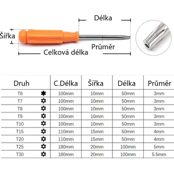 Šroubovák Hnástroje Zástrčný klíč TORX šroubovák Velikost: T8
