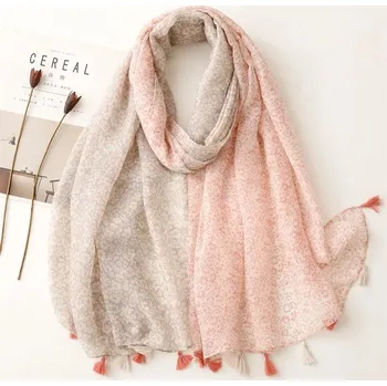 Šála Bavlněný šátek/šála s drobnými květy 90x180 cm, WHITE ORCHID