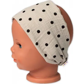 Kojenecký body Letní čelenka, bandana, mušelín, Puntík, Baby Nellys - cappuccino, Velikost koj. oblečení 116-122 (5-7r)