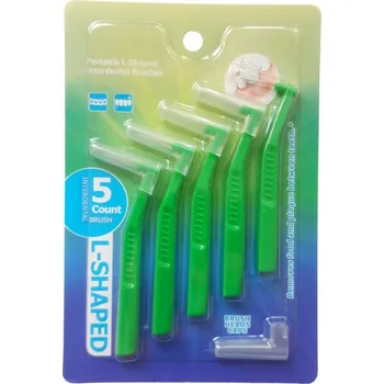 Mezizubní kartáčky tvar L, tloušťka 0,8 mm, 5 ks, zelené