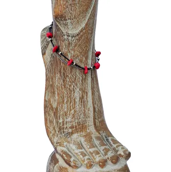 Náramek Kotníkový náramek červené kamínky
