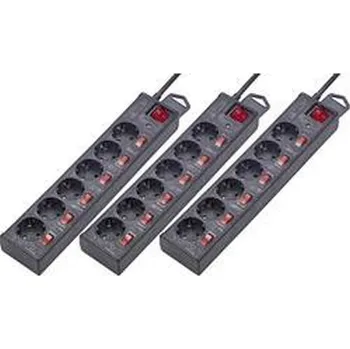 Přepěťová ochrana Renkforce Zásuvková lišta s přepěťovou ochranou 6násobná 3 ks černá