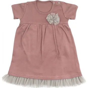 Kojenecký body Mamatti Kojenecké šaty s tylem, kr. rukáv, Happy - vínová, Velikost koj. oblečení 86 (12-18m)