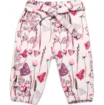 Baby Nellys Tepláčky s ozdobným páskem Motýlci - růžová, Velikost koj. oblečení 74 (6-9m)