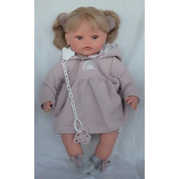 Panenka Realistické miminko - holčička- Beni s blond vlásky od Antonio Juan (Beni lagrimitas pompones y arcoiris)