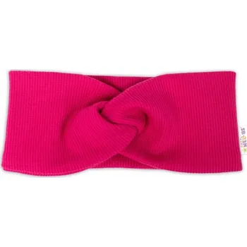 Dětská móda Baby Nellys Hand Made Dvouvrstvá žebrovaná čelenka, malinová, Velikost koj. oblečení 56-62 (0-3m)