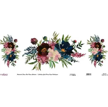 Umělecký papír Rýžový papír Cadence v roli 30 x 68 cm - 3 kytice s modrým květem -