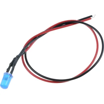 Dioda LED Dioda 5mm s rezistorem, 20cm, Modrá difuzní 15-24 V DC