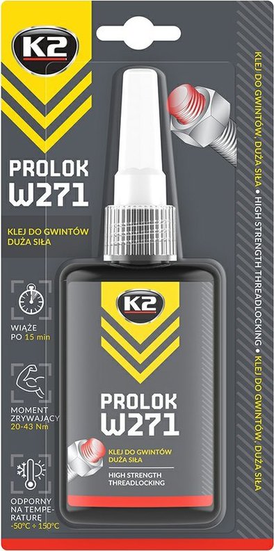 K2 PROLOK W271 - 50 ml - fixátor šroubových spojů vysoké pevnosti (červený)