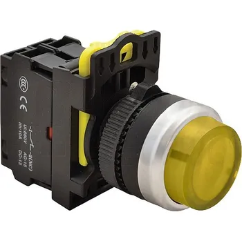 tlačítko Tracon NYG3-HLY Výstupní tlačítko, prosvětlené žluté 1×NO, 5A/230V AC-15, IP65, LED 230V AC/DC (Tracon NYG3-HLY)