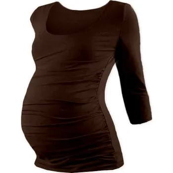 Těhotenské šaty JOŽÁNEK Těhotenské triko 3/4 rukáv Johanka - čokoládová, Velikosti těh. moda S/M