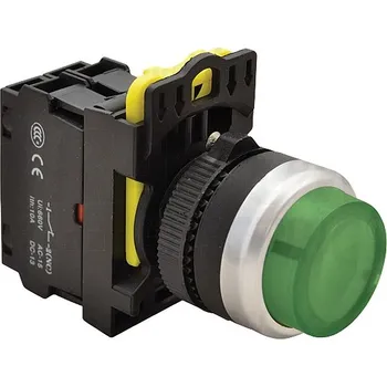 tlačítko Tracon NYG3-HLG Výstupní tlačítko, prosvětlené zelené 1×NO, 5A/230V AC-15, IP65, LED 230V AC/DC (Tracon NYG3-HLG)