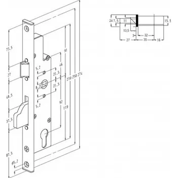 zadlabací zámek SOBINCO Zadlabací zámek s jazýčkem 8605-24-35