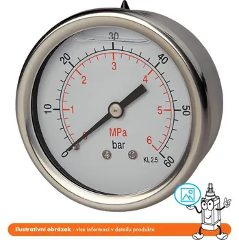 Příslušenství pro vysokotlaký čistič Pneumatics & Hydraulics Manometr glycerinový zadní 0/2,5 bar - G1/4"