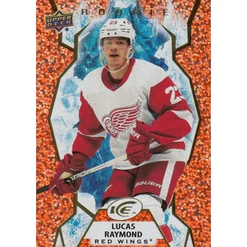 Karetní hra insert RC karta LUCAS RAYMOND 21-22 UD Ice Rookie Orange číslo 144