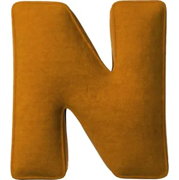 Polštář Yellow Tipi Cihlově oranžový sametový polštář písmeno N 40 cm