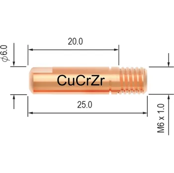 Příslušenství ke svářečce ABICOR BINZEL Průvlak BINZEL M6/6/25, CuCrZr - 0,6 mm 140.0855