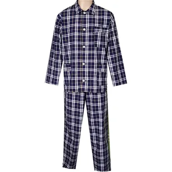 Pánské pyžamo Pánské Pyžamo Popelín FOLTÝN PI36 modrožlutá kostka Velikost: XL, Materiál: Košilovina-popelín