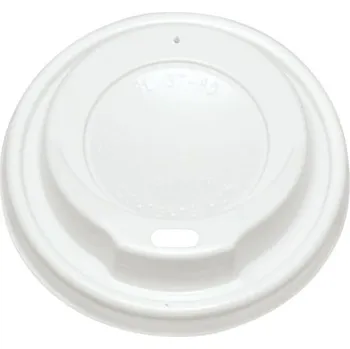 Jednorázové nádobí Víčko PS s otvorem na kelímek papírový 8oz 80mm bílé - 1000 ks