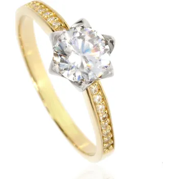 Prsten Zlatnictví Helios Kombinovaný zlatý zásnubní prsten Velikost: 53, Váha: 2,05g