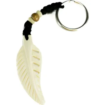Kostěný přívěsek na klíče Kostěné pírko - bílý