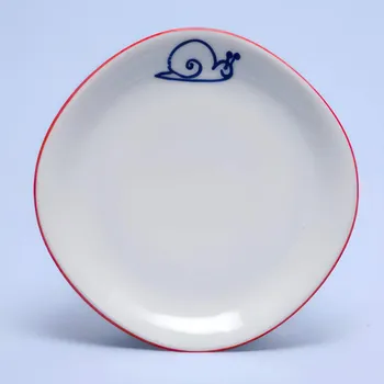 Talíř Suisse Langenthal | Talíř dezertní - šnek, červená linka, 19 cm, Dětský dekor Kamarádi