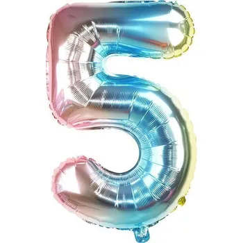 Balónek 4L Balónek fóliový "5" - duhový