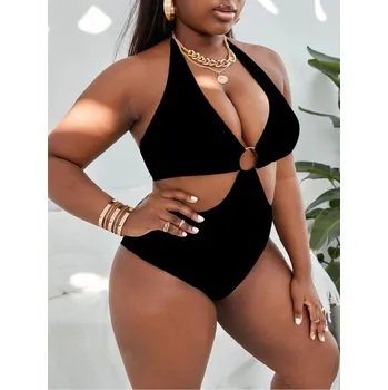 Dámské plavky Dámské plavky jednodílné "OverSize" v černé nebo růžové barvě Barevná varianta: Černá, Velikost: XXL