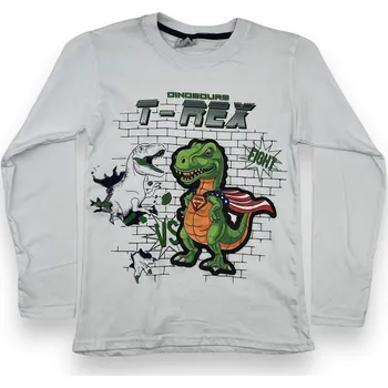 Chlapecké tričko Zeyrek Chlapecké blikající tričko s dlouhým rukávem T-REX Barva: Bílá, Velikost: 152