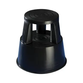 Stolička Pojízdná plastová kruhová stolička - černá