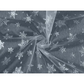 Organza s glitrovými vločkami, barva 3 modrá andělská stříbrná