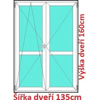 Okno Soft Dvoukřídlé balkonové dveře s příčkou 135x160 cm, otevíravé a sklopné