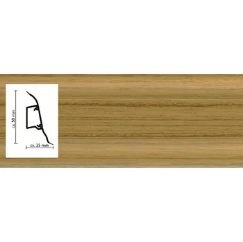 soklová lišta 2108 lišta Zlatý dub Döllken SLK50 s pružnými chlopněmi pro vedení kabelů