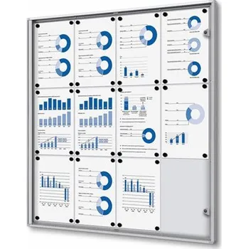 Vnitřní uzamykatelná vitrína stříbrná - vnitřní hloubka 12mm, Formát: 12 x A4 SCXS12xA4