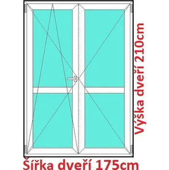 Okno Soft Dvoukřídlé balkonové dveře s příčkou 175x210 cm, otevíravé a sklopné