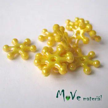 Dětské navlékací korálky Plastový mezikus - hvězdička, 10kusů, žlutá