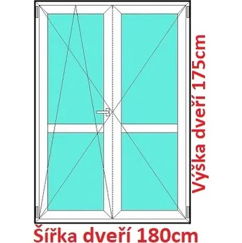 Okno Soft Dvoukřídlé balkonové dveře s příčkou 180x175 cm, otevíravé a sklopné