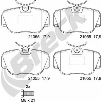 Brzdová destička Sada brzdových destiček, kotoučová brzda BRECK 21055 00 701 00