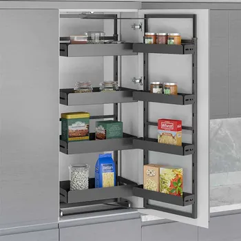 Kuchyňská skříňka Starax Potravinová skříň GALAXY 1250 - 1400 mm s tlumením / Antracit 600 mm