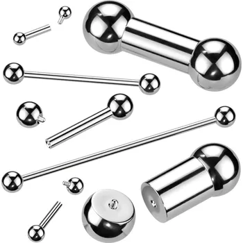 Piercing Atreya Ocelová činka s kuličkami a vnitřním závitem Velikost: 1,6 mm, Velikost koncovky: 4 mm, Délka / Průměr: 19 mm