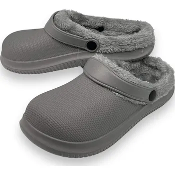 Dámské pantofle Adcz Dámské šedé zateplené gumové nazouváky 02 Barva: Šedá, Velikost: 36
