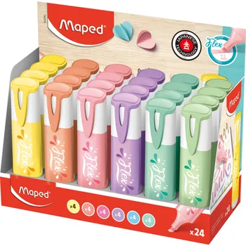 Zvýrazňovač Zvýrazňovač MAPED Fluo Peps flex, 24ks pastelové ve stojánku