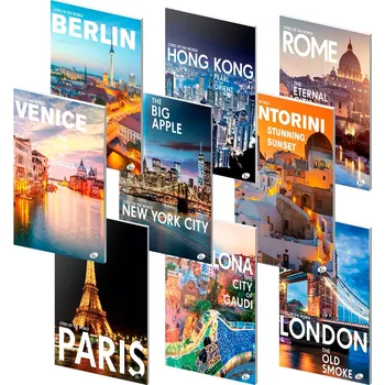 Sešit Poznámkový sešit A4, 40listů, linka, Světové metropole, mix motivů