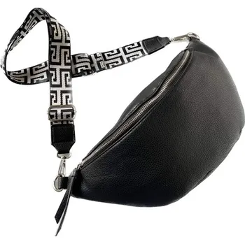 Ledvinka Piazza Italia Dámská crossbody ledvinka velká s barevným popruhem - černá