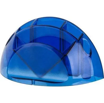 Stojánek na psací potřeby a kancelářské bločky, ICO, transparentní modrý