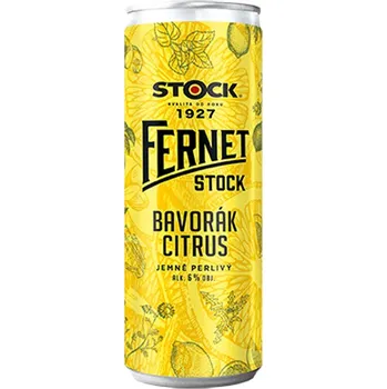 Míchaný nápoj STOCK Plzeň – Božkov Fernet Stock Bavorák citrus plech 6 % 0,25 l